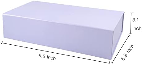 ОПАКОВКА: 1 бр Подарък кутия 9,8x5,9x3,1 инча Majestic Purple с капаци - Сгъваема подарък кутия с магнитна закопчалка и 2 бр бяла цигарена