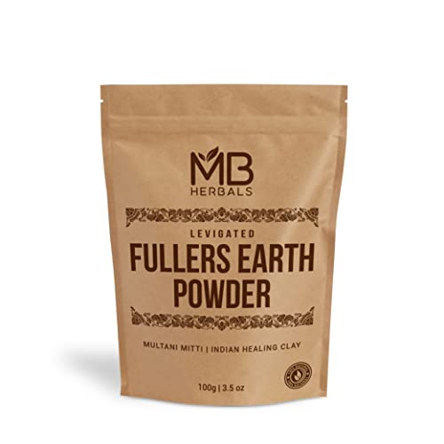 MB Herbals Pure Прах Fullers Earth Powder 100 г | 3,5 грама | Глина За лице Multani Mitti, Бентонитовая Индийска Лечебна