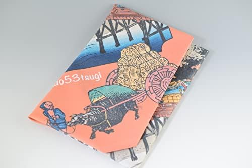 70 см Полиестер Утагава Хиросигэ Фуросики, Петдесет и три станция Bento с рисувани Tokaido Hoeido Edition, Дългогодишна чанта, Подаръци, Традиционен Сувенир от Киото (мост Киото ?