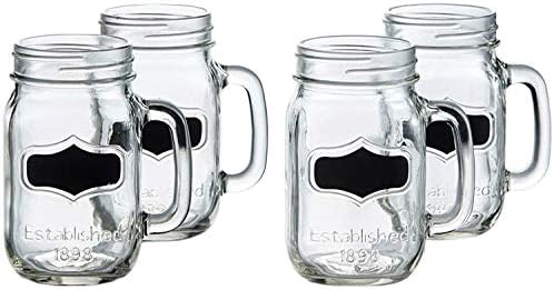Кръгли Чаши от Йоркшир стъкло Mason Jar с Черната дъска и дръжка, Определени от 4-те теми, Забавни Стъклени Чаши за вода, бира,
