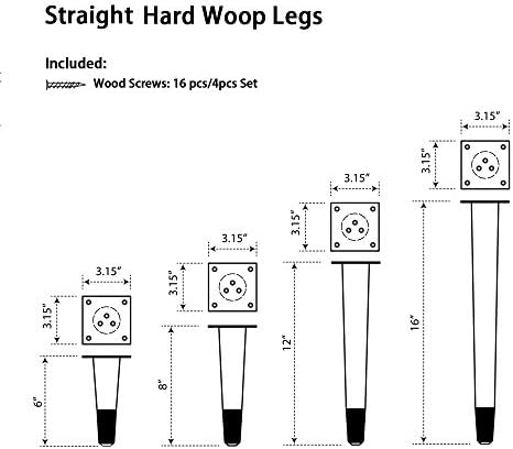 AKB Hardware Комплект от 4 теми Директни Дървени Крака за мебели, Крака за мека мебел, Крака за Пейки, Крака за маса с Метални опори (16 H