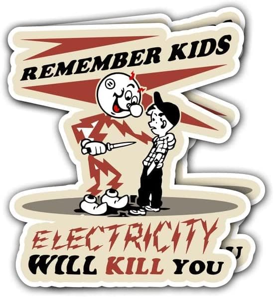 Biznet - не Забравяйте, Деца, Електричество, Ще те убия, Стикер Реди, Предупреждение за Киловаттах, Vinyl Стикер - Стикер върху Бронята на колата, камион, Ван, Чаши, лаптоп | ?