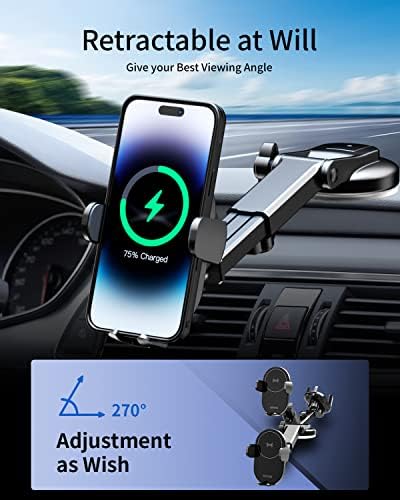 Безжично зарядно за кола KPON за по-дебелите калъфи/Pop Grip, Безжичен зареждане в автомобил держателе за телефон с мощност не повече от