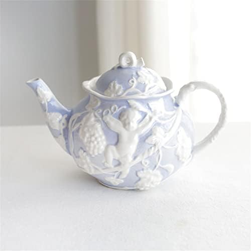 ZLXDP Набор от кафе чаши с френски релефни, чаша за следобеден чай, Дворцовата чаша черен чай, чайник, подаръци за дома за готвене (Цвят: A, размер: както е показано на фи?