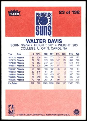 1986 Fleur 23 Уолтър Дейвис Финикс Сънс (Баскетболно карта) VG/БИВШ Санс UNC