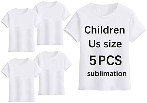 OKBA 5 БР Двете Ризи на Детайла Тениска от Полиестер С Къси Ръкави и Бели Тениски за Деца от Деца