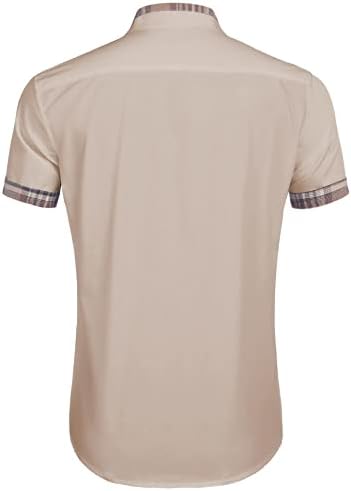 Мъжка риза-рокля COOFANDY с Къс ръкав, Без Бръчки, С Клетчатым Яка, Ежедневни Ризи с копчета