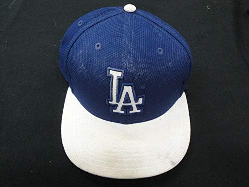 86 Използвана в играта L. A. Dodgers Официалната бейзболна шапка на MLB, Размер на шапки 7 1/8, показва използването на Използваните