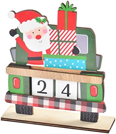 Toyvian Зелен Декор Коледен Адвент-Календар DIY Wooden Коледен Календар за Обратно Броене, Номер И Дата, Дървени Блокове за Десктоп тапети, коледното Дърво, Дядо Коледа, Укр