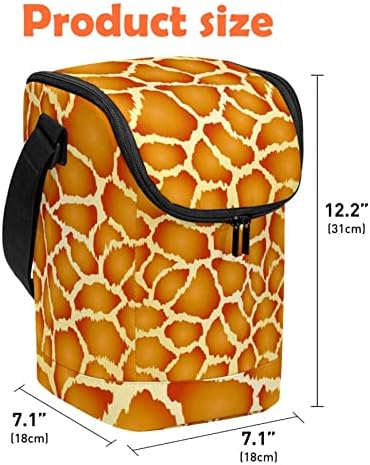 Чанта за обяд за Жени и Мъже, Утепленная Натурална Orange Чанта за Обяд с Принтом Жираф, Чанта-Тоут с Регулируем пагон