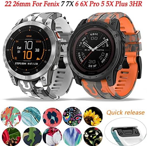 DJDLFA 26-22 мм Силикон быстросъемный каишка за часовник Garmin Fenix 7 7X6 6X Pro 5X5 Plus 3 HR MK2 Easyfit Смарт часовник на китката