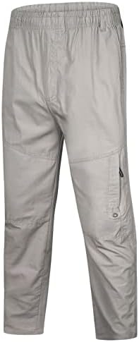 Мъжките Ежедневни Панталони, Обикновен Панталон С Еластична гумена лента За Кръста, Летни Дишащи Памучни Удобни Ежедневни Панталони-Карго Джобове
