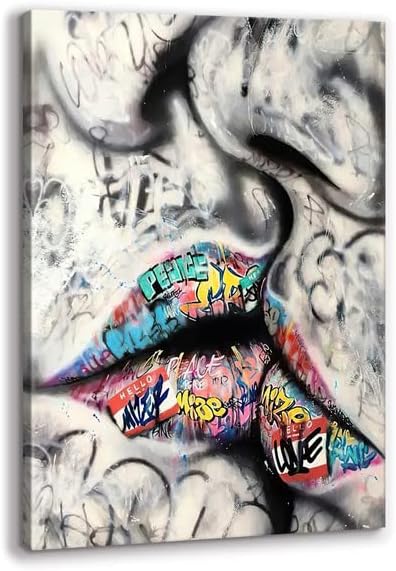 Стенно изкуство върху платно с графити KAWAHONE, Стенно Изкуство върху платно с лампа на графити, Улично графити на стената, Цветни Улично