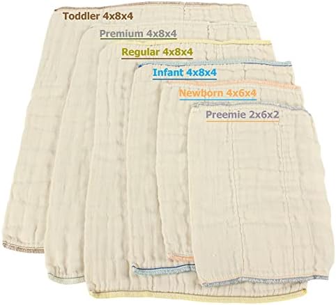 Небеленые тъканни памперси OsoCozy Prefold – Меки и абсорбиращи бебешки пелени са от небеленого памук - 12 x 16, могат
