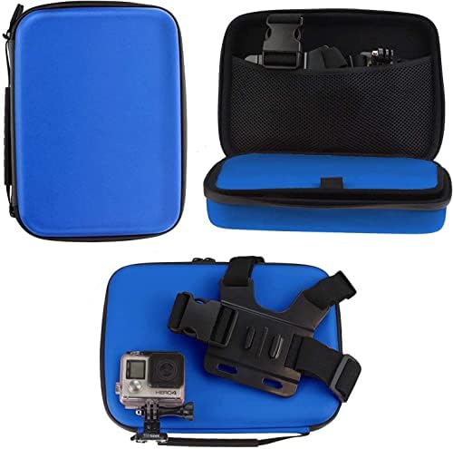 Комбиниран комплект аксесоари за екшън камери Navitech 8 в 1 със син калъф - Съвместим с екшън камера Surfola 4K