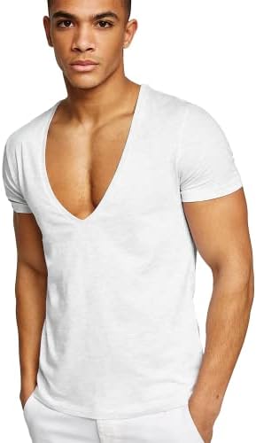Мъжка Тениска С Дълбоко V-образно деколте ATTRACT ROSE Stretch Muscle Gym Workout Тениска С Къс ръкав Slim Fit Low Cut