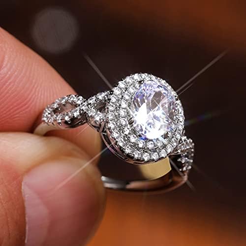 2023 Ново Сребърен Пръстен с Голям диамантен пръстен с Кръгла форма, с Кръгло Пръстен с кристали, Елегантна Геометрично Пръстен