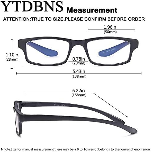 YTDBNS 4 опаковки Очила за четене за Жени - Мъже, Блокер Синя Светлина очила за четене, Прозрачни Лещи, Очила за четене с