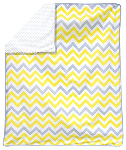Комплект спално бельо за детска креватчета Pam Grace Creations от 3 теми с по Слънчево-жълто и сиво Шевроном