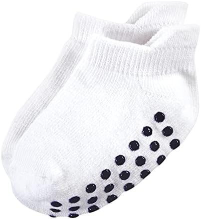 Случайни чорап от памук Посетени by Nature за малки момчета с нескользящим изземване, за защита от падане, Монофонични синьо-черно, 6-12 месеца,