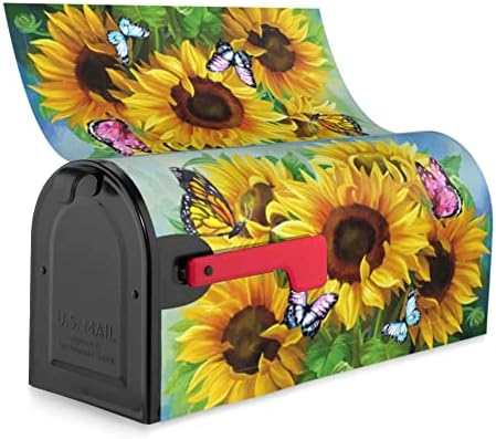 Летните Покривала за пощенски кутии с пеперуди-Слънчогледи, Магнитни Тайна за пощенски кутии Стандартен Размер с цветен Модел, Интериор на Церемонията кутии, Калъ?