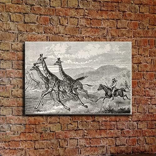 На лов за жирафа, просто живопис, съвременно абстрактно изкуство, маслени картини, печат върху стената за декорация на дома в хола