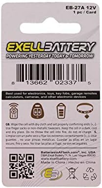 Алкална батерия 12 В Exell EB-27A Заменя 27А, А27, B-1, CA22, EL-812, EL812, G27A, GP27A, L828, MN27, R27A