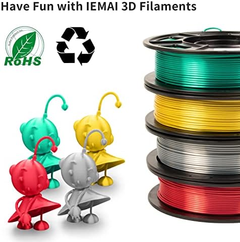 Конци за 3D-принтер IEMAI PLA Filament Пакет, Конци PLA 1,75 мм, Копринени Конци PLA, Лъскава Метална Златисто, Сребристо-Червена
