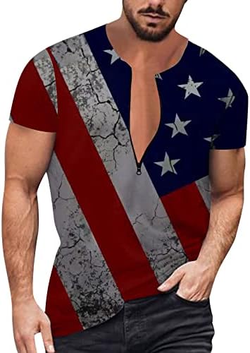 2023 Нов Мъжки Летен Флаг на Деня на Независимостта с 3D Дигитален Печат, Тениска с Цип с Къс Ръкав, Мъжки Активна Къс