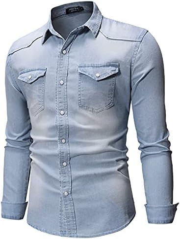 UBST Дънкови Леки Сака и Ризи за мъже, Модни Есенни Ежедневни Работни Ризи с копчета в стил Ретро 2021 г. с джобове
