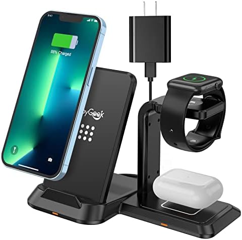 Безжична зарядно устройство JoyGeek 3 в 1 и Двойно Безжично Зарядно устройство за iPhone и Часа
