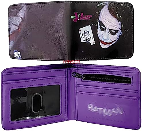 HINSCR Joker Teen Cool Boys Wallet-Мъжки Портфейл от Изкуствена Кожа, двукрилен Чантата си, държач за кредитни ID-карти,