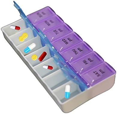 Седмичен Органайзер за таблетки два пъти на ден, за Седмицата органайзер за таблетки, 2 Пъти на ден с цветна маркировка, Лесно отварящи