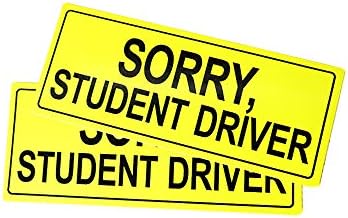 Съжалявам, студент-шофьор, Нова Забавна броня стикер с жълт магнит за кола, 2 опаковки, 8,5 x 3,5, Направено в САЩ - Защита