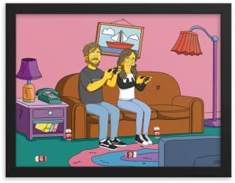Плакат с Симпсонами в рамка Плакат с портрет на семейство Симпсън на поръчка, Плакат с портрет на the Simpsons, в рамката на поръчка,