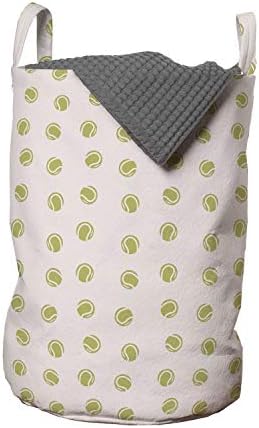 Чанта за дрехи Ambesonne цвят Каки, повтарящ Се модел на спортна тематика с Опростени принтом топки за тенис, Кошница за