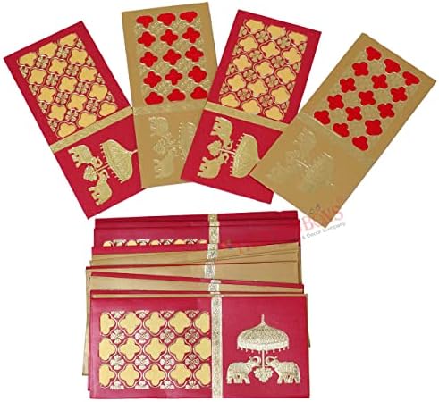 Подаръчни Пликове Shagun със ЗАВЪРЗАНИ панделки за пари в брой (Опаковка от 20 броя) Дизайнерски Пликове Покана за сватба, рожден Ден, Годишнина, Индийски Фестивали - Дъ?