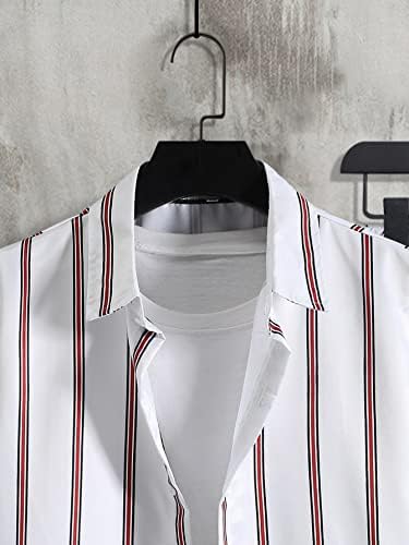 FIOXA / Мъжки облекла от две части, Мъжка Риза в случайна вертикални райета и къси панталони с завязками на талията, Без тениски (Цвят: бял,
