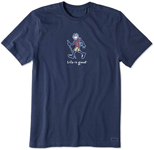 Life is Good Мъжка Тениска за любителите на Винтажной Памучна тениска с кръгло Деколте и Къс Ръкав С Графичен Дизайн, Hiking Джейк