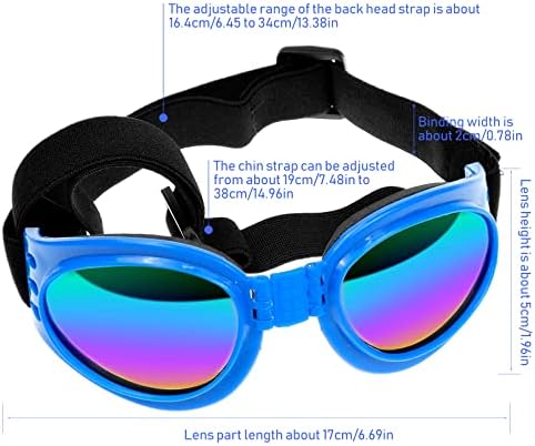 Слънчеви очила за Кучета, Стилни и Готини Слънчеви Очила за Кучета, Регулируеми Водоустойчив Ветроупорен Очила за Кучета със Защита от ултравиолетови лъчи, за Гмур