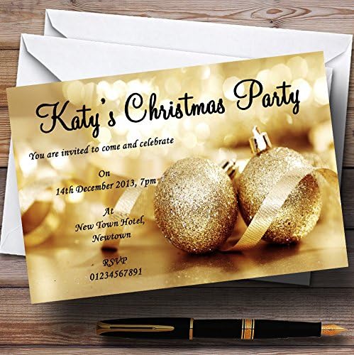 Пощенска картичка с Красиви Златни Персонализираните Покани за Коледа/Нова година/Празнично парти