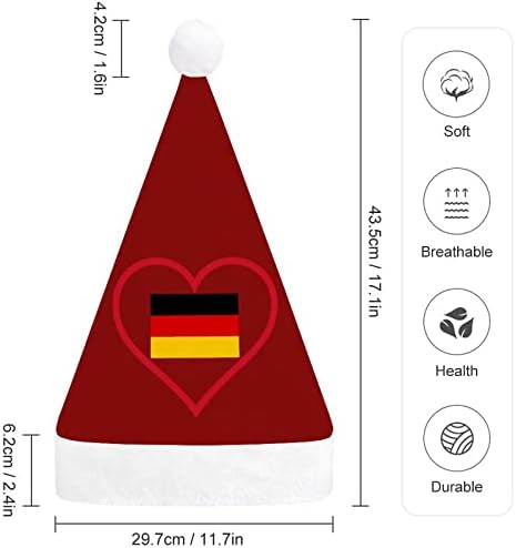 Аз Обичам Германия, Коледна Шапка с Червено Сърце, Шапка на Дядо Коледа, Забавни Коледни Шапки, Празнични Шапки за Партита за Жени /Мъже