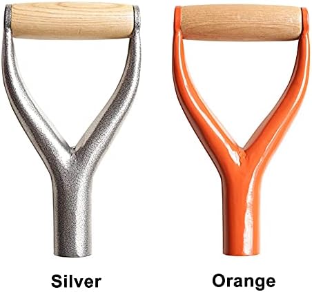 D-образна дръжка за лопата, масивна желязна дръжка за лопата, за многократна употреба сменяеми аксесоари за Y-образна дръжка с дървена ръкохватка за градински копаю