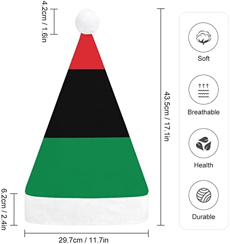 Коледна шапка с афроамериканским флага, мек плюшен шапчица Дядо Коледа, забавна шапчица за коледно новогодишната празнична партита