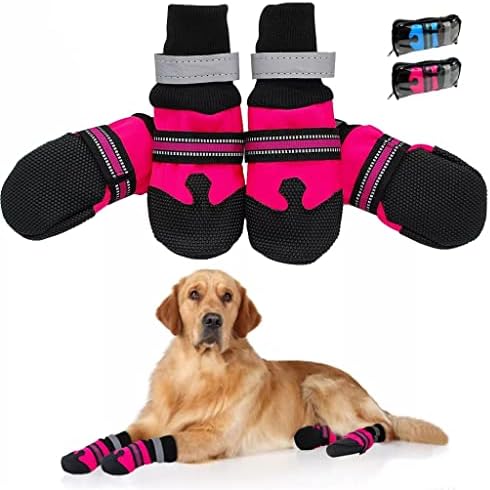 LEPSJGC 4 бр., нескользящая куче обувки, Непромокаеми светлоотразителни ботуши, защита на ръцете, Уличен Чорап за кучета със