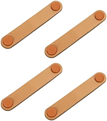 LC LICTOP Дръжки за чекмеджета кожа кабинет 130 mm/5,12 Писалка за чекмеджета кожа шкаф ръчно изработени с Винтове (разстоянието между дупките 96 мм /3,78, цвят каки) 4 бр.