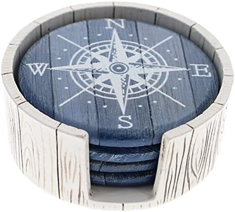 Набор на Каботажните Compass Rose за по инерция кораби - Морски Декор За плаж на брега на Океана - Выветрившаяся синьо-Бяла повърхност