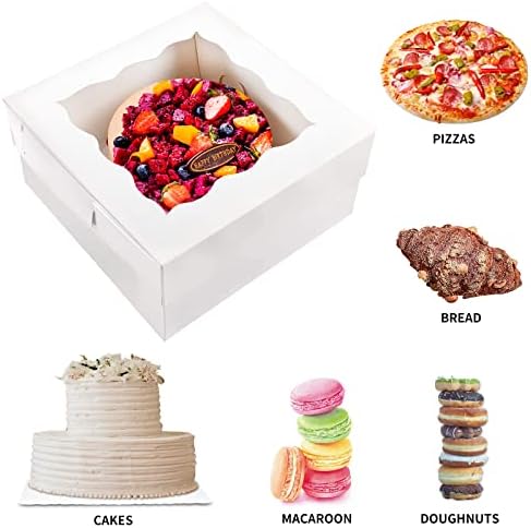 Кутии за торти OYEL 10шт 10x10x10 См С Прозорец Висока Кутия за торта за мулти-диференцирани Торти за Транспортиране на Сватба, Рожден Ден, Здрава Бяла Кутия тавичка за Едн