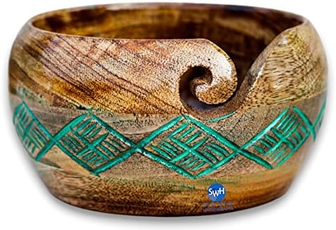 Ръчно изработени Изделия от масивно дърво, Дървена Купа за прежди за Ръчно изработени - Mango Wood Антични Красива Купа