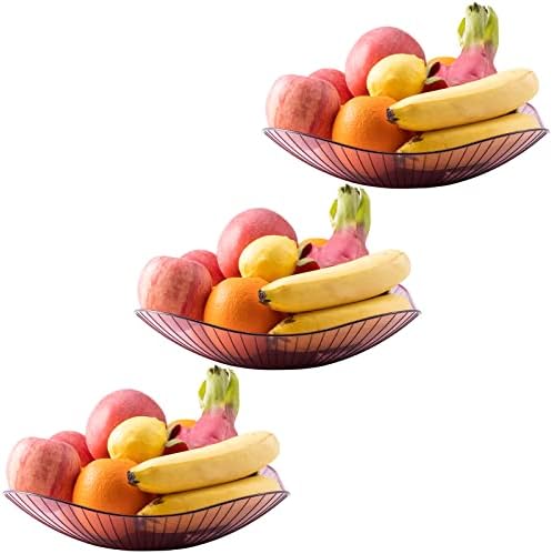 Набор от JIUCHUAN от 3 Вази за плодове, Лилава Количка за Плодове, употреба за плодове и Зеленчуци, Рафтове, Кухни, Плотове, Домашен Декор
